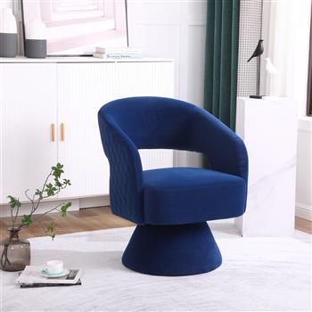 Swivel Accent Chair Armchair, Round Barrel Chair in Fabric for Living Room Bedroom, Blue