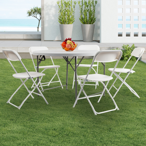 48inch Round Folding Table Outdoor Folding Utility Table White