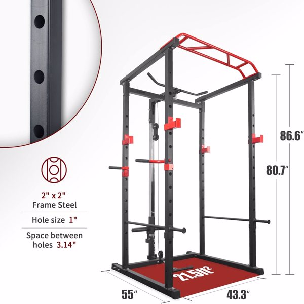 100lb Home Gym sets Multi-functional Power Cage,Home Adjustable Pullup Squat Rack 1000Lbs Capacity Comprehensive Fitness Barbell Rack