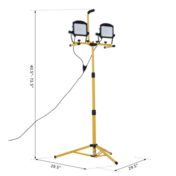 Versatile Work Light 10,000 Lumen Dual Head LED Work Lights with Stand,Telescoping Adjustable Tripod Stand