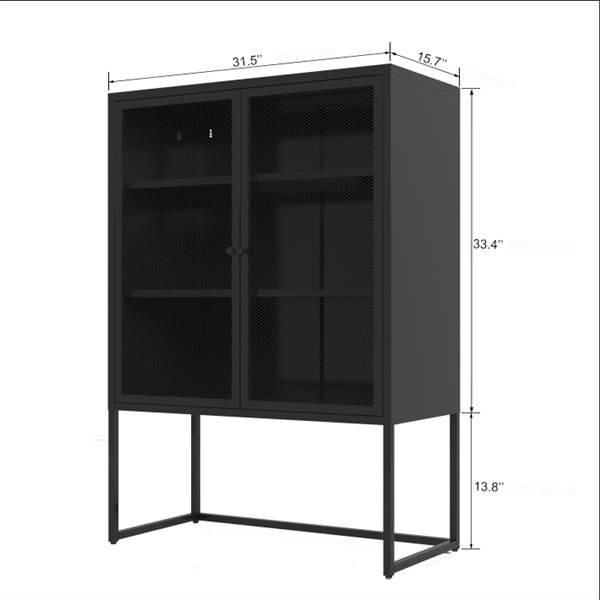 Black Storage Cabinet with Doors, Modern Black Accent Cabinet, Free Standing Cabinet, Buffet Sideboards for Bedroom, Kitchen,Home Office