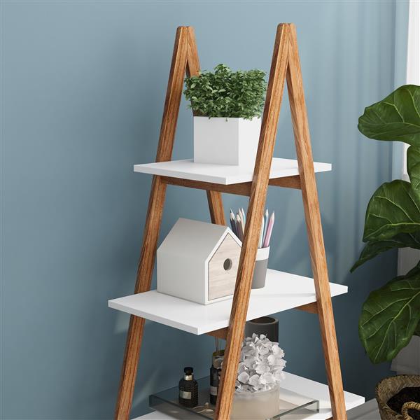 Solid bamboo wood oxford “A”frame ladder display bookshelf