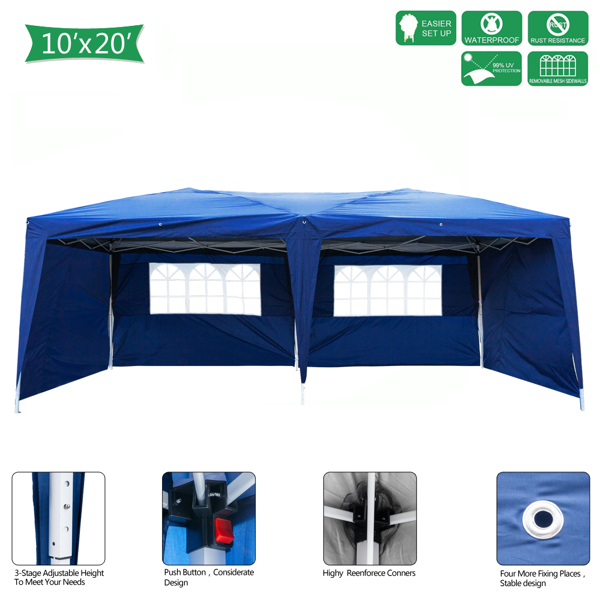 Lotto 3 x 6m Two Windows Practical Waterproof Folding Tent Blue