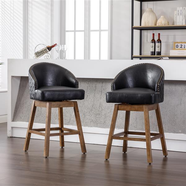 Bar Stools Set of 2 Counter Height Chairs with Footrest for Kitchen, Dining Room And 360 Degree Swivel