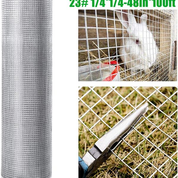 48inx100ft 1/4 in 23 Gauge Hardware Cloth Welded Cage Wire Chicken Fence mesh Rolls Square Chicken Wire Netting Raised Garden Rabbit Fence Snake Fencing Rodent Animals