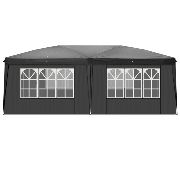 3 x 6m Four Windows Practical Waterproof Folding Tent Black 