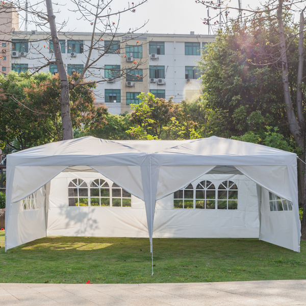 3 x 6m Four Windows Practical Waterproof Folding Tent White