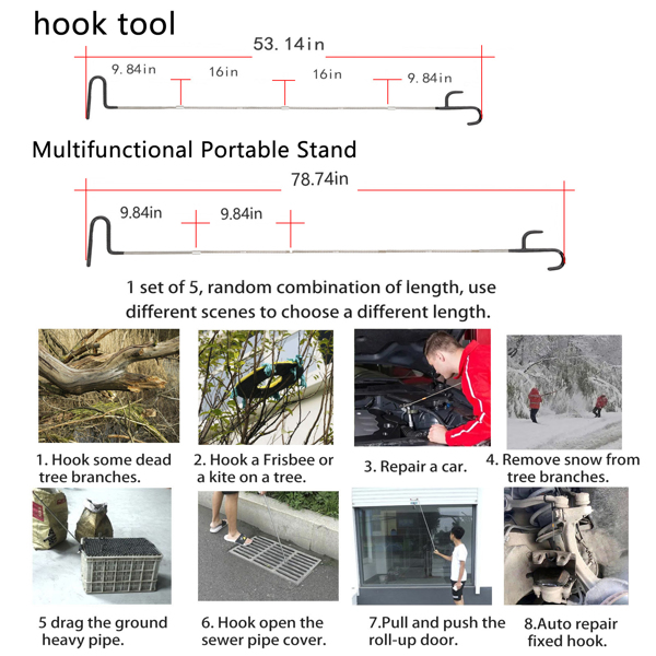 53 inch long distance tool outdoor steel wheel puller truck 5th push puller 1 piece, garage door puller