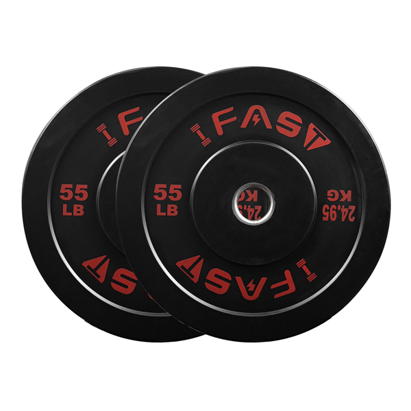 Olympic Weight Plates, Rubber Bumper Plates, 2 Inch Steel Insert 55lb Bundle Options Available for Home Gym Strength Training, Weightlifting, Weight Bench Press and Workout