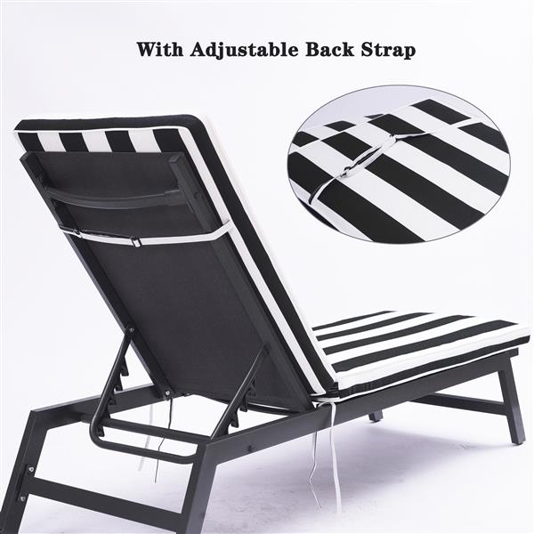 1PCSOutdoor Lounge Chair Cushion Replacement Patio Funiture Seat Cushion Chaise Lounge Cushion-Black/white stripe