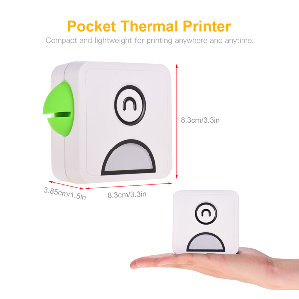 Poooli L1 Mini Portable Inkless printer 203DPI Bluetooth Connection for Journal Crafts Travel Photos for Mobile Phone with 1 Roll Paper 57*30mm Green