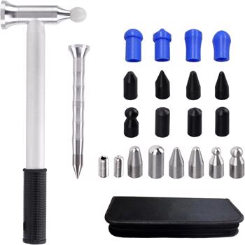 Car Dent Repair Hammer 25-piece set - Dent remover tool, paint-free stainless steel hammer bump repair body DIY high point for car body motorcycle refrigerator and ding hail dent removal