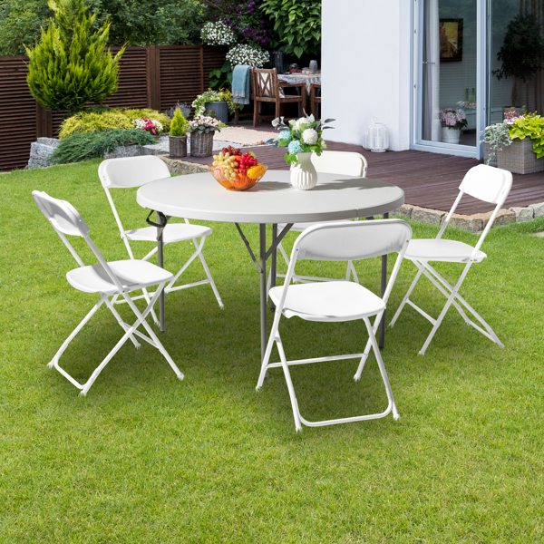 48inch Round Folding Table Outdoor Folding Utility Table White