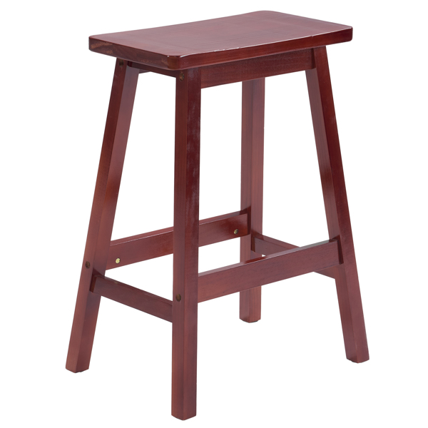 2pcs Pine Wood Saddle Seat Bar Stool Brown