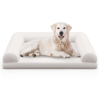  36\\" Orthopedic Dog Bed,Egg-Foam Dog Crate Bed with 3-Side Bolster and Removable Washable Bed Cover,Beige