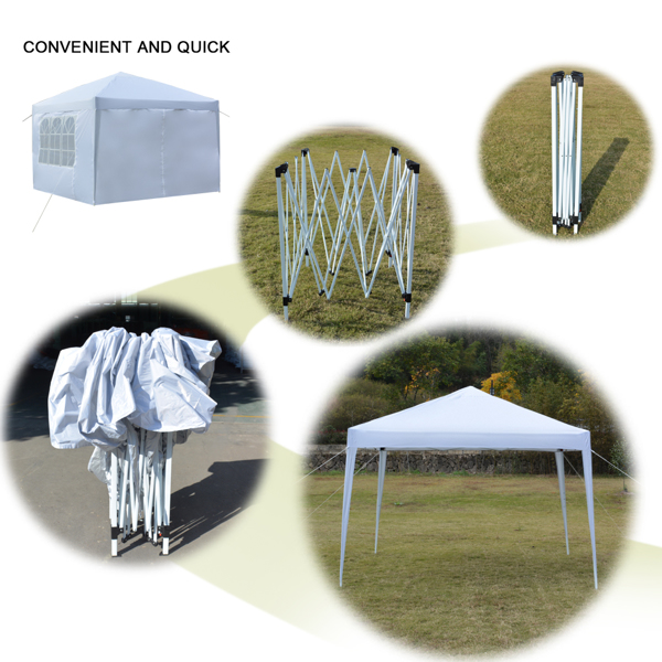 3 x 3m Two Doors & Two Windows Practical Waterproof Right-Angle Folding Tent White