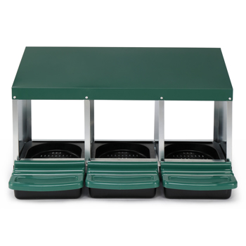 3 Compartment Roll Out Chicken Nesting Box with Plastic Basket, Egg Nest Box Chicken Laying Box Hens Chicken Coop Box, Green