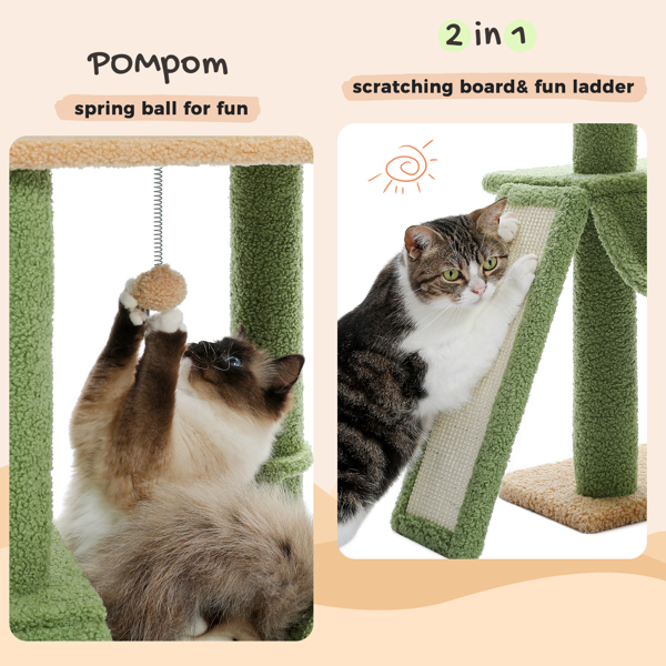 Cactus Cat Tree Floor to Ceiling Cat Tower with Adjustable Height(85-112 Inches), 7 Tiers Climbing Activity Center with Cozy Hammocks(Banned shein,unable to ship on weekends)