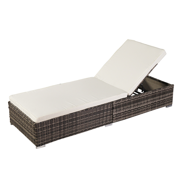  Outdoor Leisure Rattan Furniture Pool Bed / Chaise (Single Sheet)-Grey