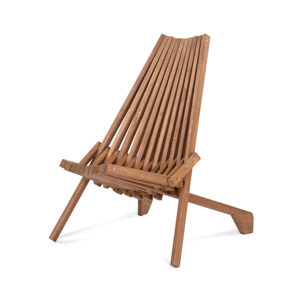 Wood Folding Chair for Outdoor, Low Profile Acacia Wood Lounge Chair for Balcony Porch Backyard Patio Lawn Garden