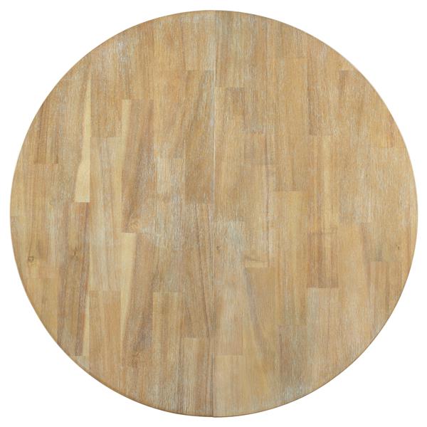 农舍圆形可延伸餐桌，配有 16 英寸叶木厨房桌（天然木水洗）-8