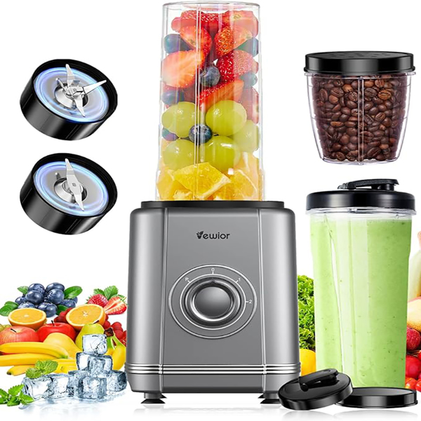 1000W Blender for Shakes and Smoothies, VEWIOR Personal Blender with 6 Blades, 22 oz * 2 BPA-Free To-go Cups, 3 Mode Controls for Kitchen (Banned by Amazon)