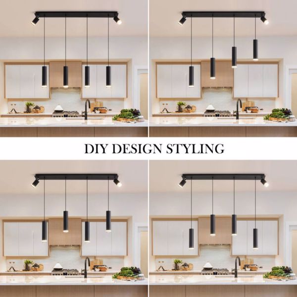 Angelina 6 - Light Matte Black Kitchen Island Pendant[No Bulb][Unable to ship on weekends, please place orders with caution]