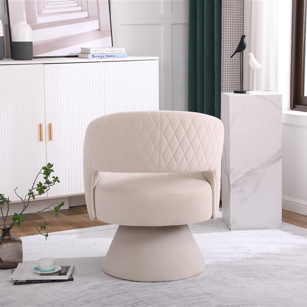 Swivel Accent Chair Armchair, Round Barrel Chair in Fabric for Living Room Bedroom, Beige