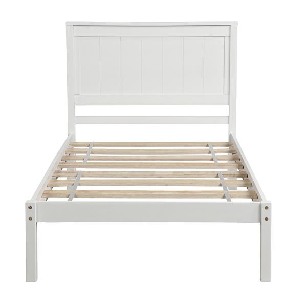 Platform Bed Frame with Headboard, Wood Slat Support, No Box Spring Needed,Twin, White