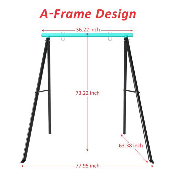 Porch Swing Frame, 550lbs Weight Capacity Swing Stand, Heavy Duty A-Frame Swing, Swing Stand Frame for Yoga Hammock Saucer Baby Porch Swing (Cyan, Swing NOT Included)