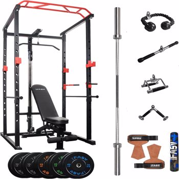210lb Home Gym sets Multi-functional Power Cage,Home Adjustable Pullup Squat Rack 1000Lbs Capacity Comprehensive Fitness Barbell Rack