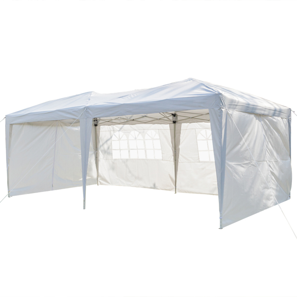 3 x 6m Four Windows Practical Waterproof Folding Tent White