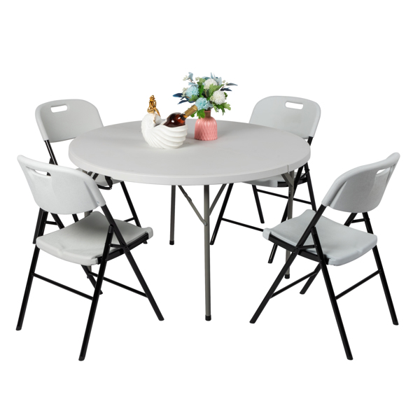 48inch Round Folding Table Outdoor Folding Utility Table White