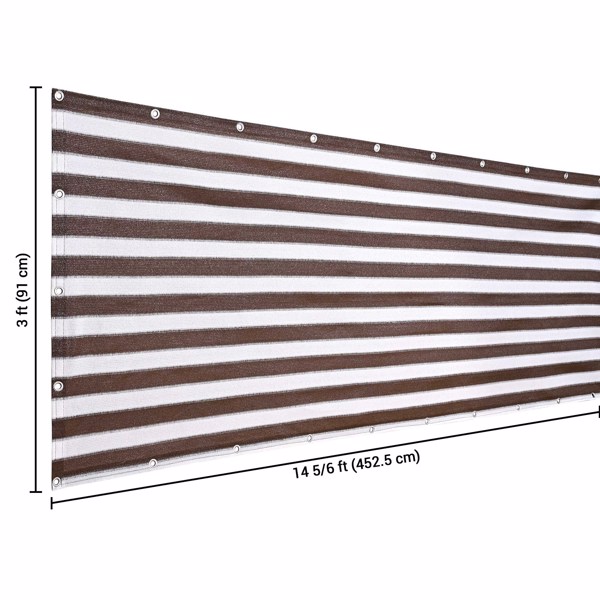 3' x 15' Balcony Privacy Screen Fence Cover Windscreen Heavy Duty Commercial Grade Strong Binding with Zip Tie(No shipments at weekends)