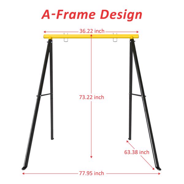 Porch Swing Frame, 550lbs Weight Capacity Swing Stand, Heavy Duty A-Frame Swing, Swing Stand Frame for Yoga Hammock Saucer Baby Porch Swing (Yellow, Swing NOT Included)