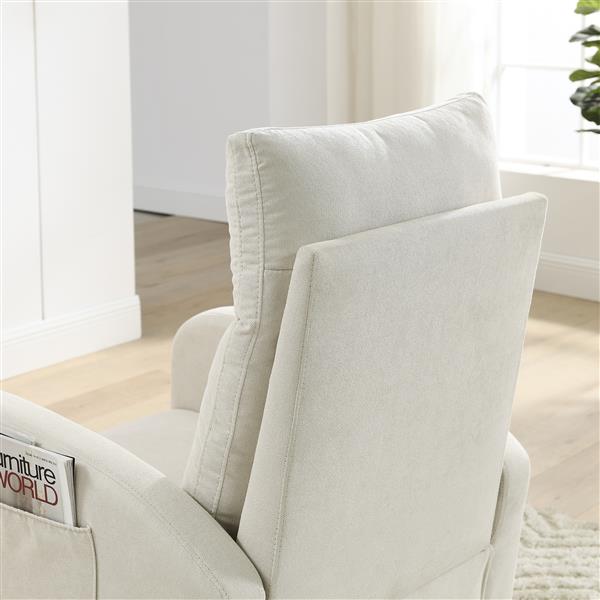 [Video]  27.6"W Modern Accent High Backrest Living Room Lounge Arm Rocking Chair, Two Side Pocket