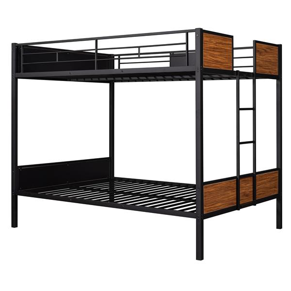 Full-over-full bunk bed modern style steel frame bunk bed with safety rail, built-in ladder for bedroom, dorm, boys, girls, adults(OLD SKU: MF190840AAD