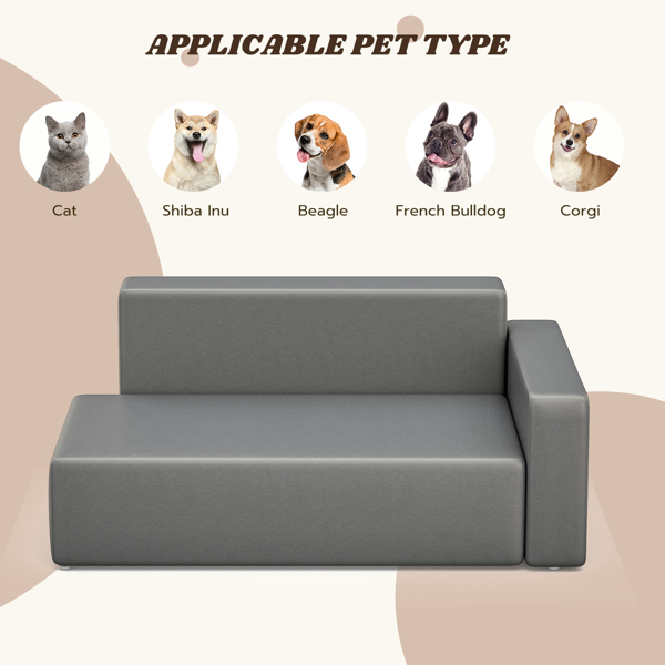 Modern Dog Sofa PU Leather Sturdy Dog Couch for Small and Medium Dogs Waterproof Pet Sofa for Cats and Small Animals