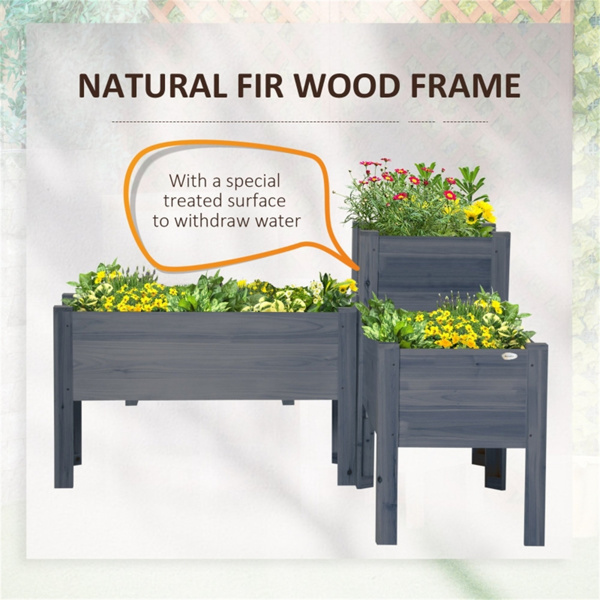 Wooden Planter、Flower shelf,Wood Planter Box-Gray