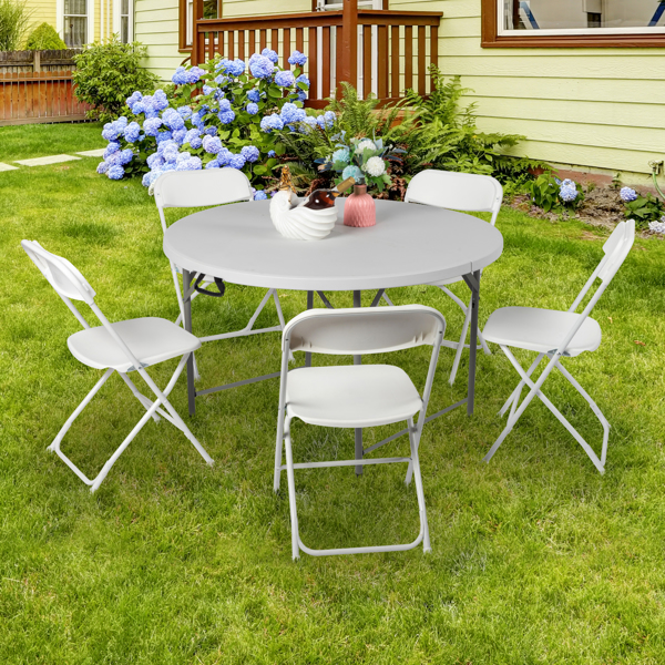 48inch Round Folding Table Outdoor Folding Utility Table White