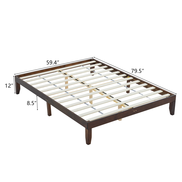 Basic bed frame brown Queen 206*151*30.5cm wooden bed