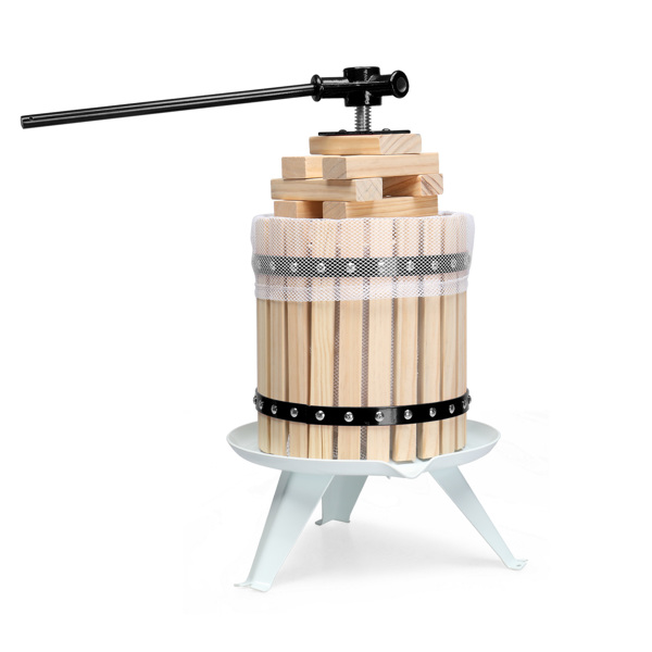 3.17 Gallon Fruit Wine Press, Solid Wood Basket Wine Making Press with 6 Blocks, 12 Liter Cider Apple Grape Crusher Manual Juice Maker for Kitchen Home Outdoor, Black