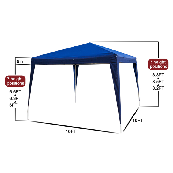 3 x 3m Two Doors & Two Windows Practical Waterproof Right-Angle Folding Tent Blue