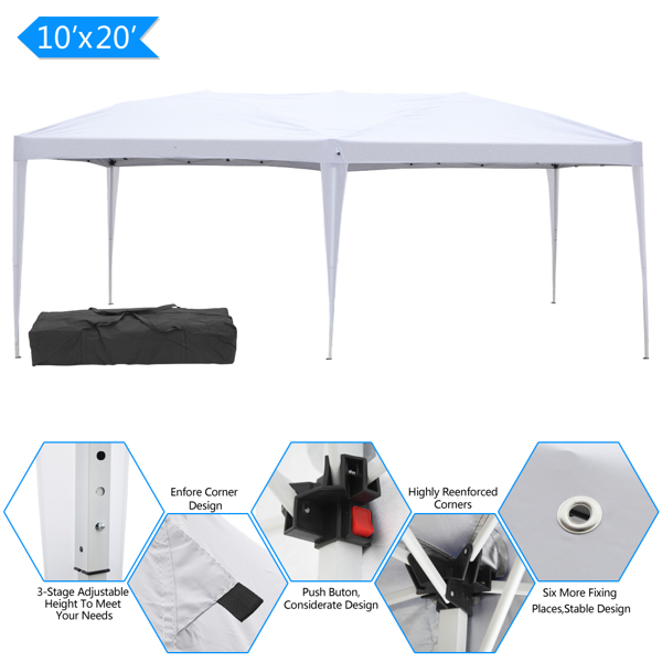 3 x 6m Home Use Outdoor Camping Waterproof Folding Tent with Carry Bag White