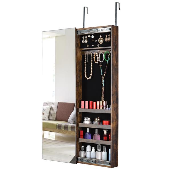 Full Mirror Jewelry Storage Cabinet With with Slide Rail Can Be Hung On The Door Or Wall