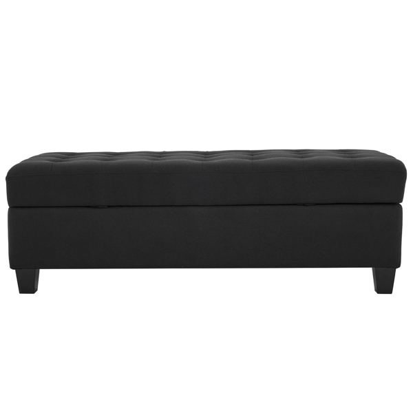 Storage Ottoman End of Bed Storage Bench, 51-inch Large Tufted Foot Rest Sofa Stool for Entryway Bedroom Living Room, Black