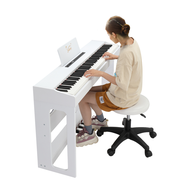[Do Not Sell on Amazon]Glarry GDP-104 88 Keys Full Weighted Keyboards Digital Piano with Furniture Stand, Power Adapter, Triple Pedals, Headphone, for All Experience Levels White