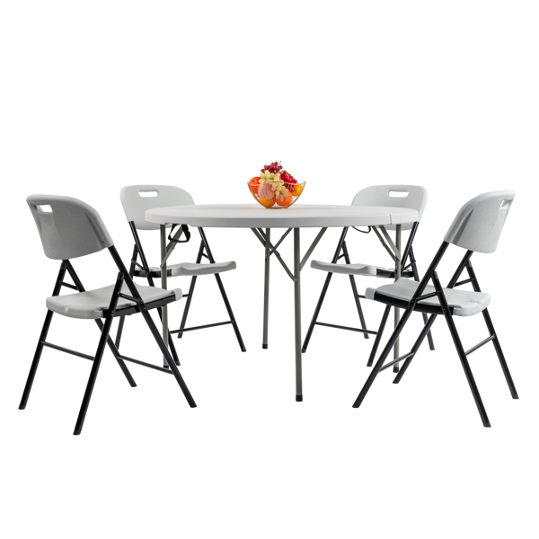 48inch Round Folding Table Outdoor Folding Utility Table White