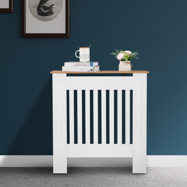 Simple Traditional Design Ventilated E1 MDF Board Vertical Stripe Pattern Radiator Cover White S