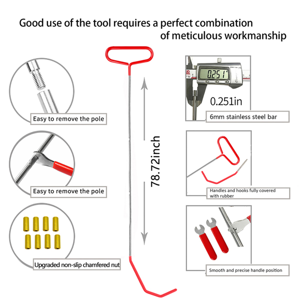 26 multi-functional repair parts support emergency long distance hook tool, camping light repair light support, brake caliper hook, fifth wheel pin puller kit